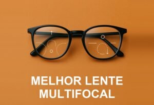 Armação de óculos com lente multifocal e o título melhor lente multifocal
