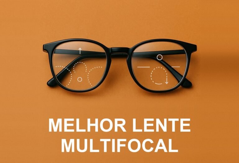 Armação de óculos com lente multifocal e o título melhor lente multifocal